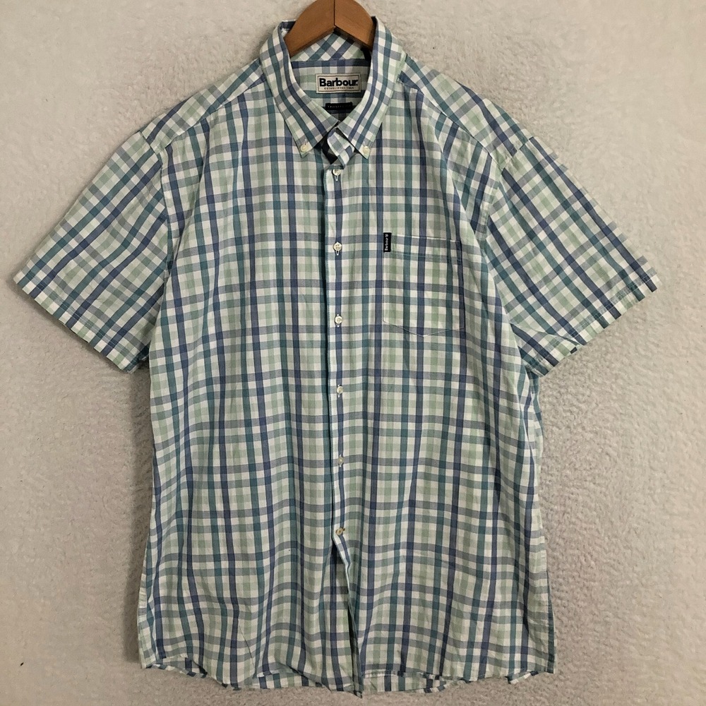 Barbour Tattersall Tailored Fit Shirt Men XL Button Up Preppy Nautical Old Money